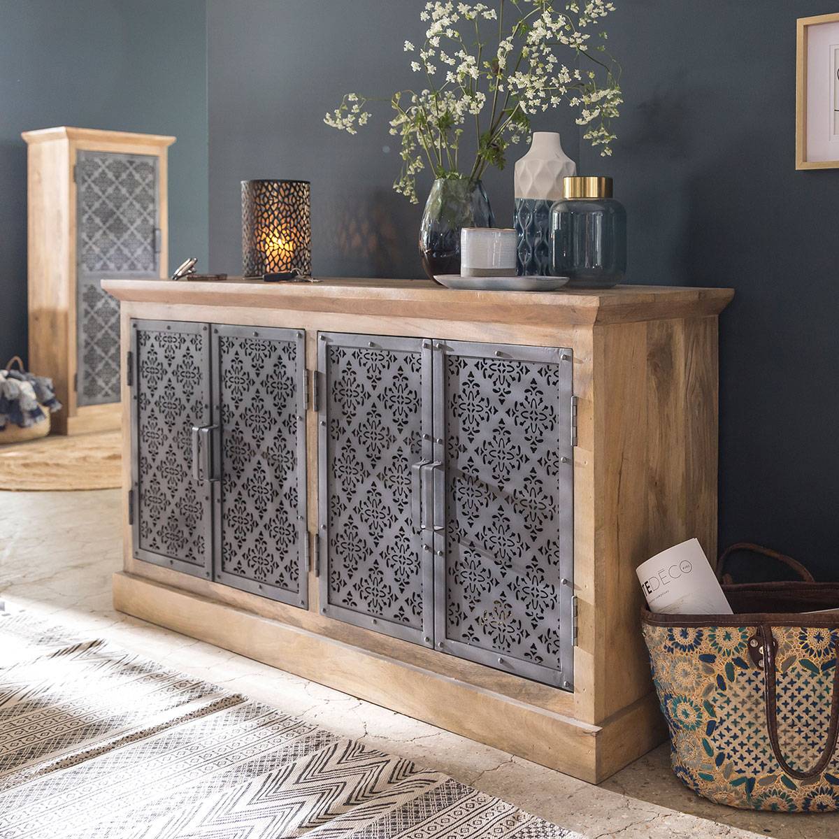 Buffet en bois de manguier SAHARA gris, MADE IN MEUBLES
