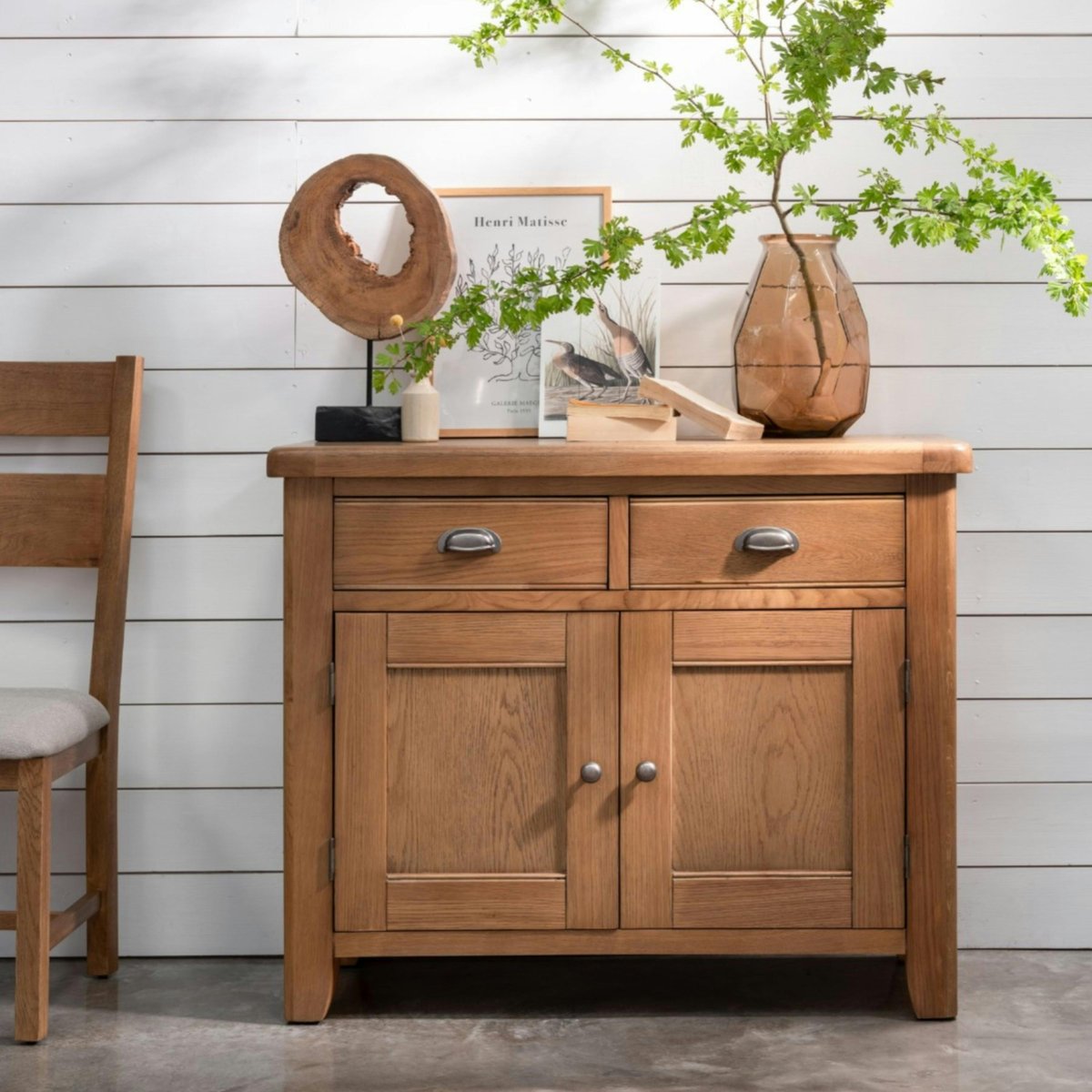 Petit buffet 2 portes en chêne VALMONT bois naturel, PIER IMPORT