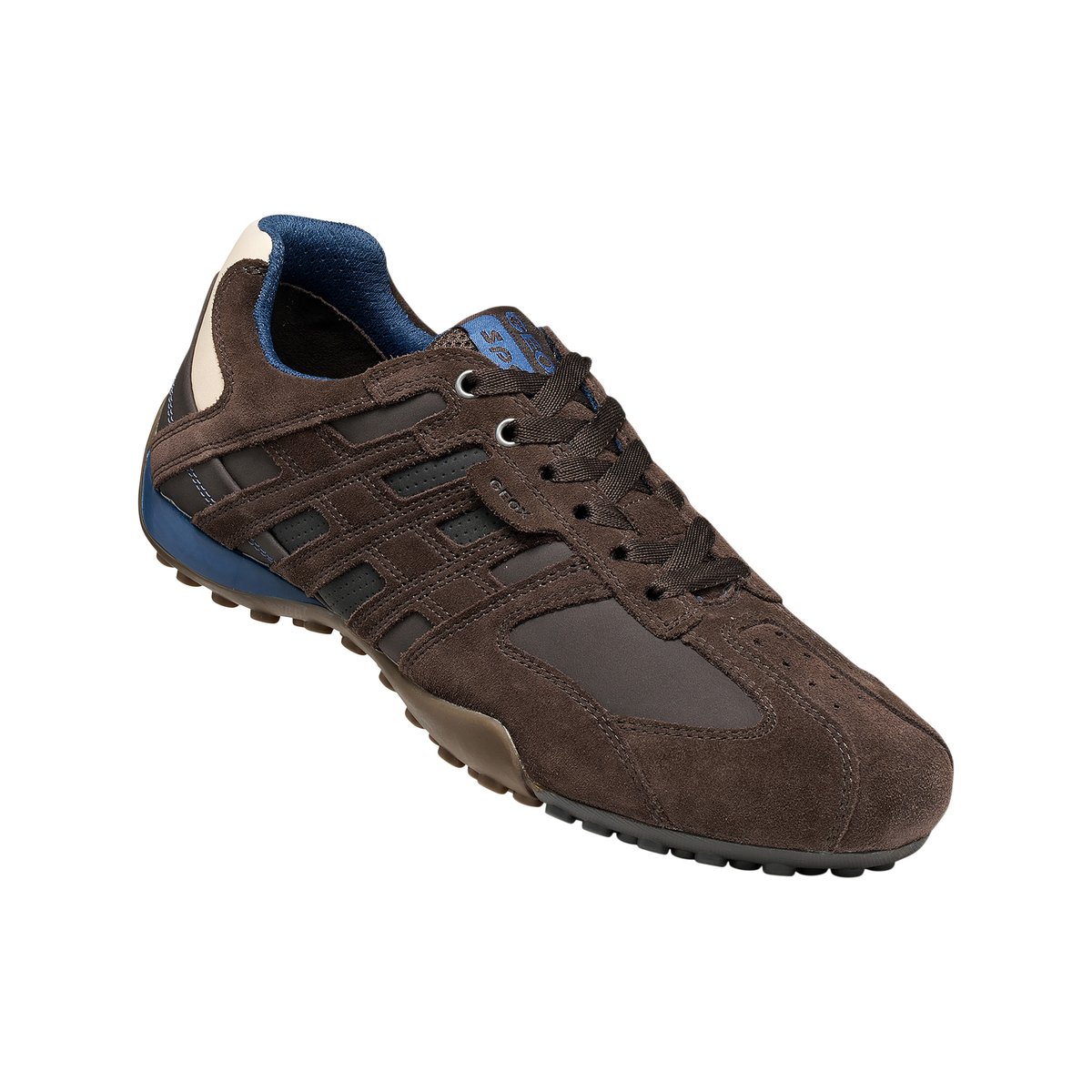 Basket Cuir U Snake L Scam chocolat/noir, GEOX