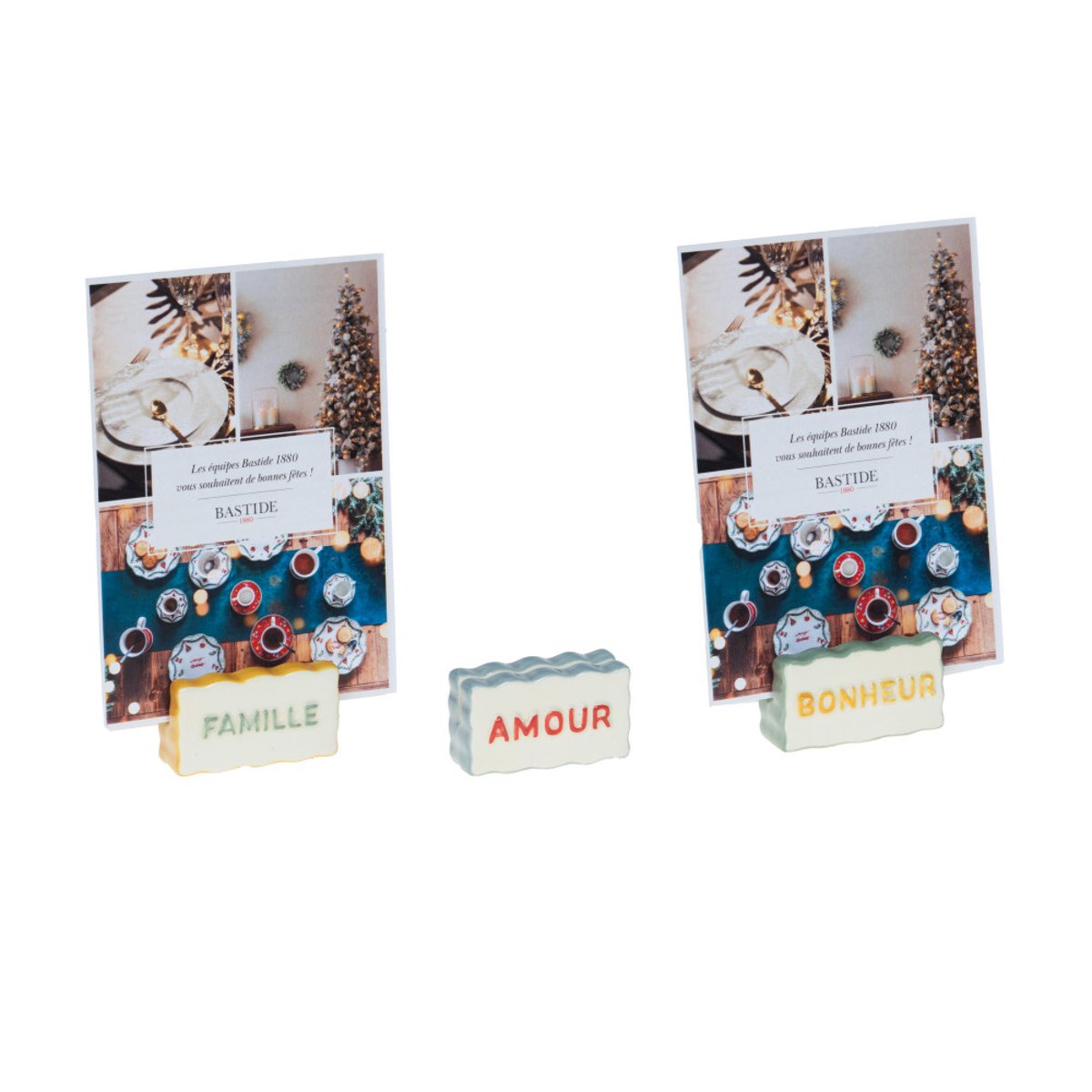 Coffret de 3 porte photos Family Club 2x3x5 cm en céramique blanc, AMADEUS