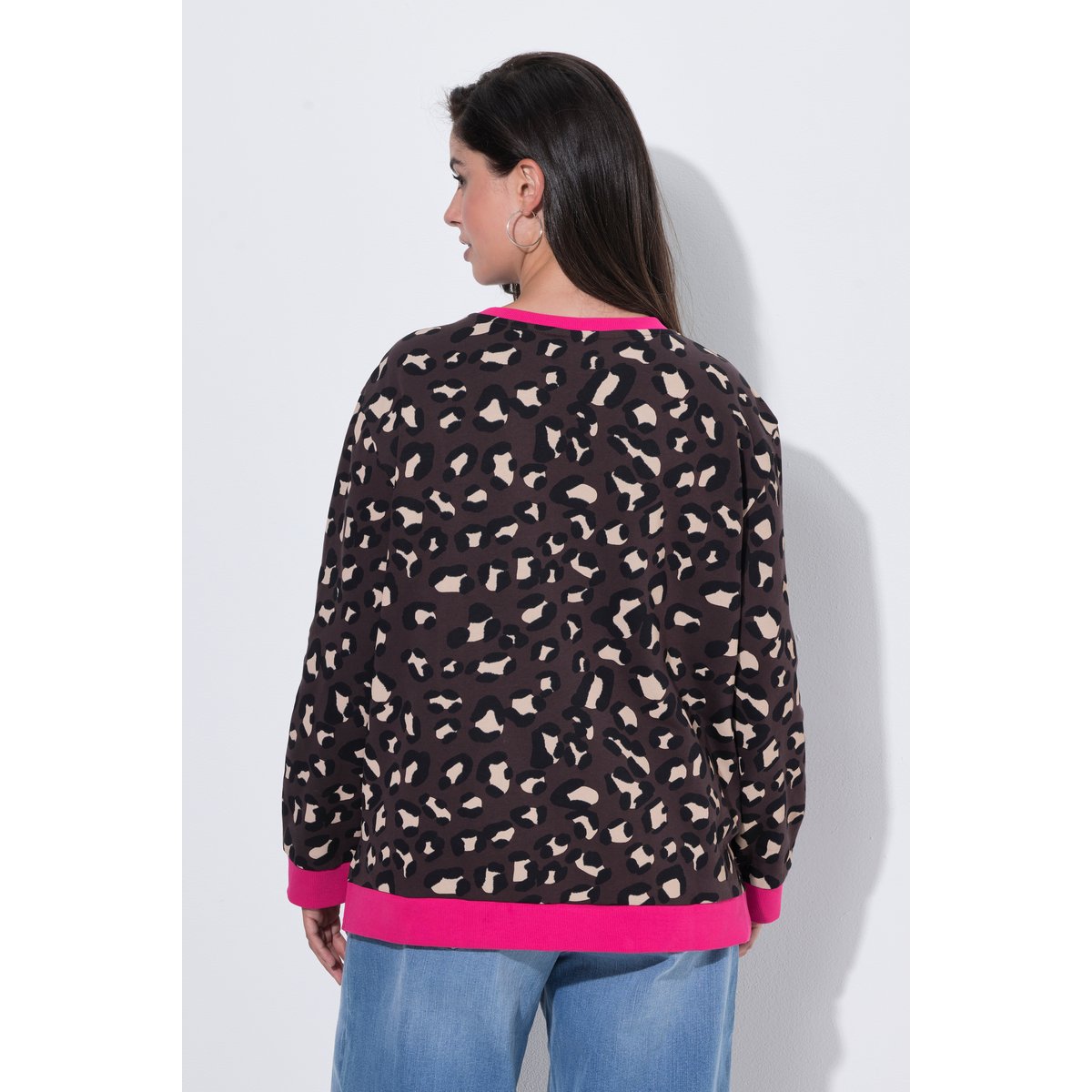 Sweat-shirt motif léopard, coupe oversize acajou, ULLA POPKEN