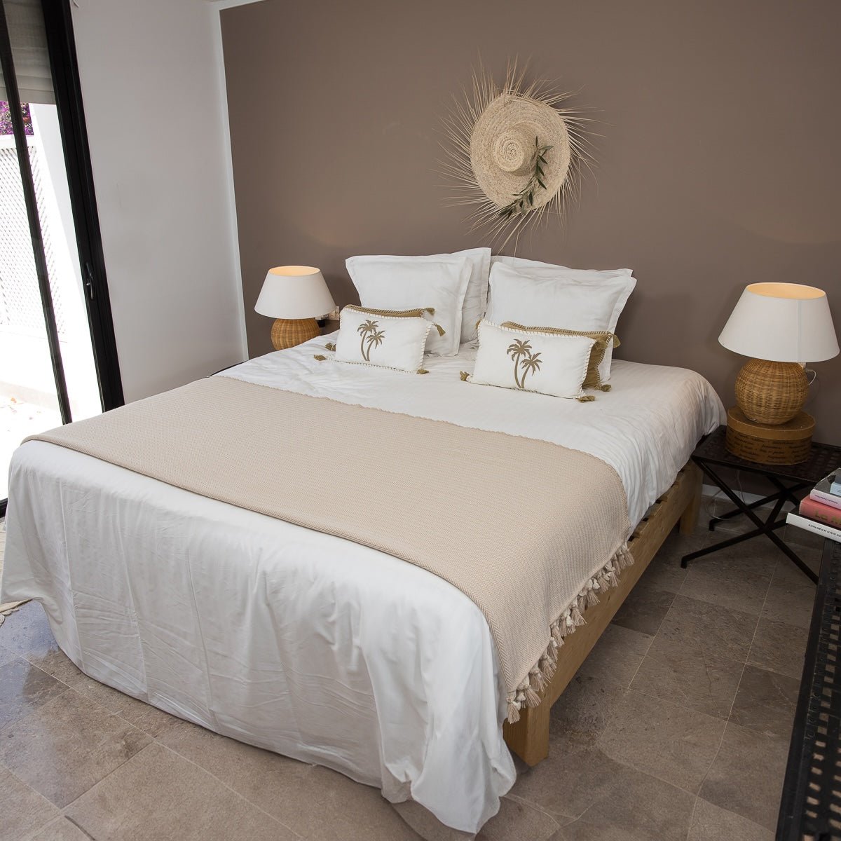 Plaid laine GSTAAD taupe clair, FEBRONIE