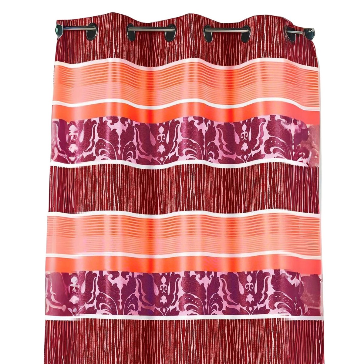 Rideau occultant jacquard à rayures horizontales colorées fuchsia, HOME MAISON