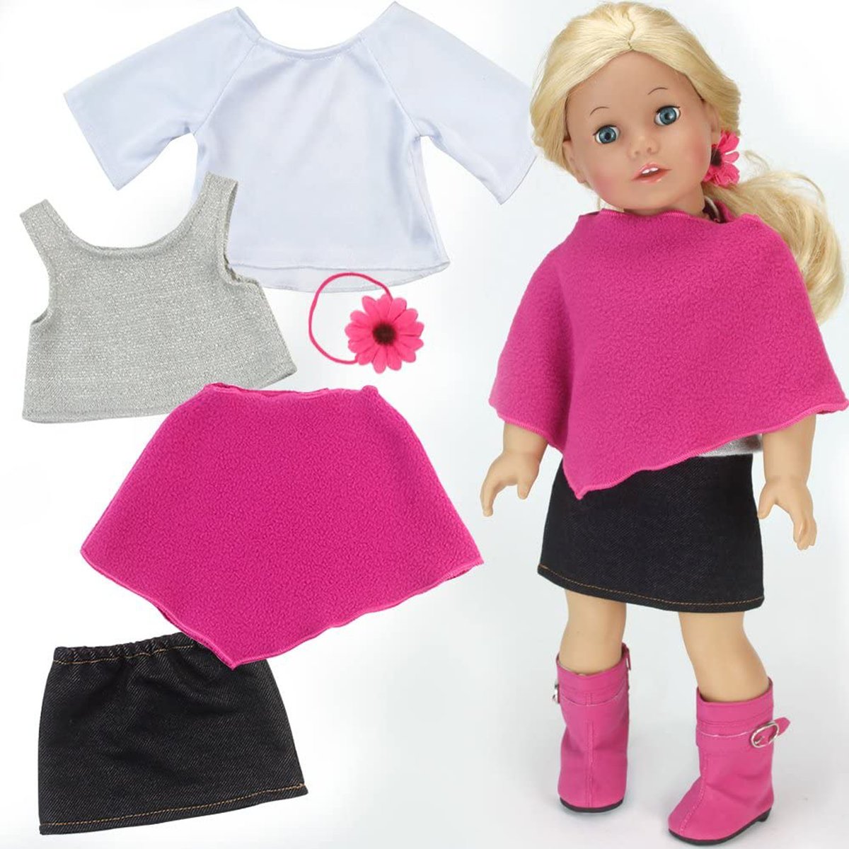 11 Pcs Vêtements Pour Poupée rose, TEAMSON KIDS