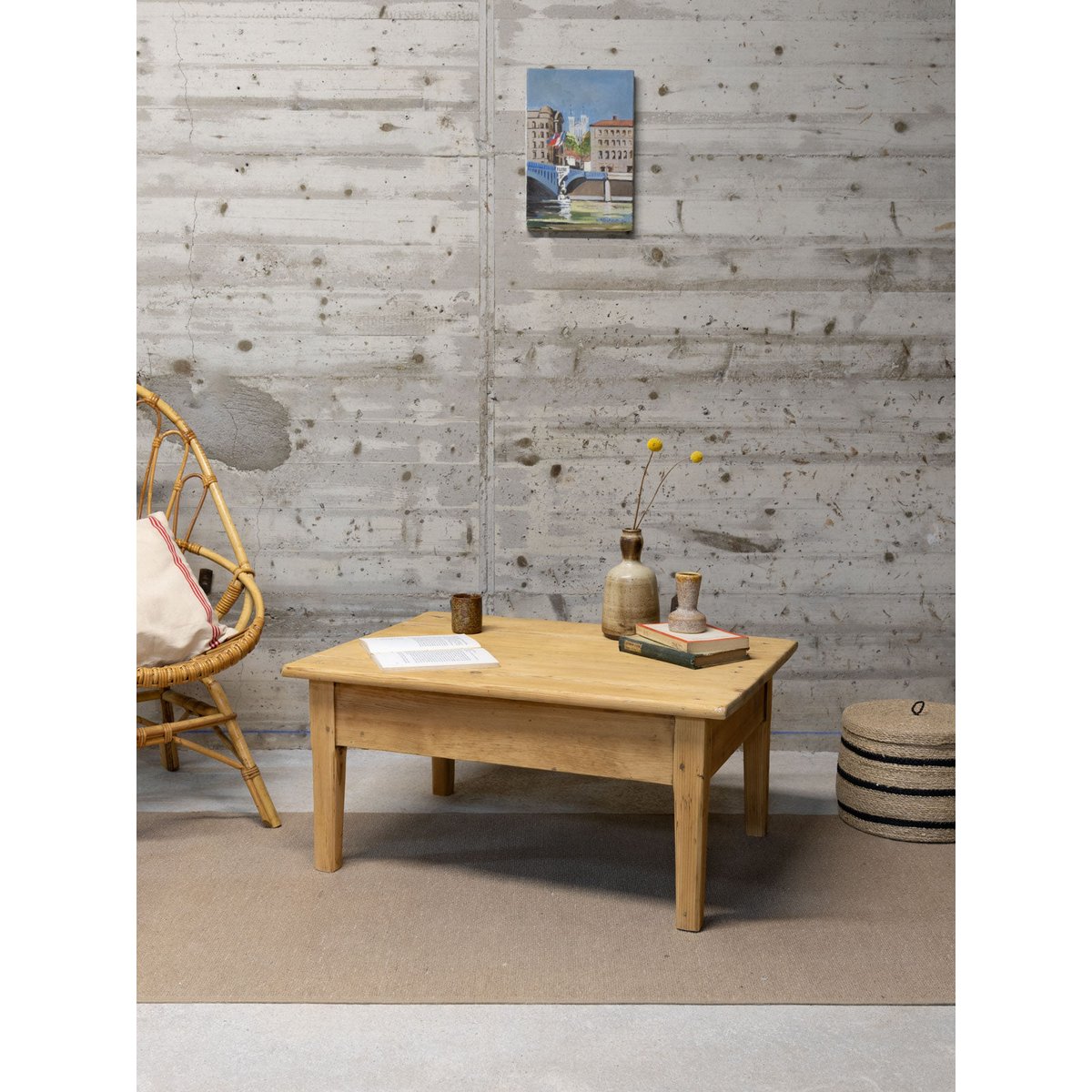 Petite table basse en bois Léonie N°991 - Bon état bois clair, DEBONGOUT