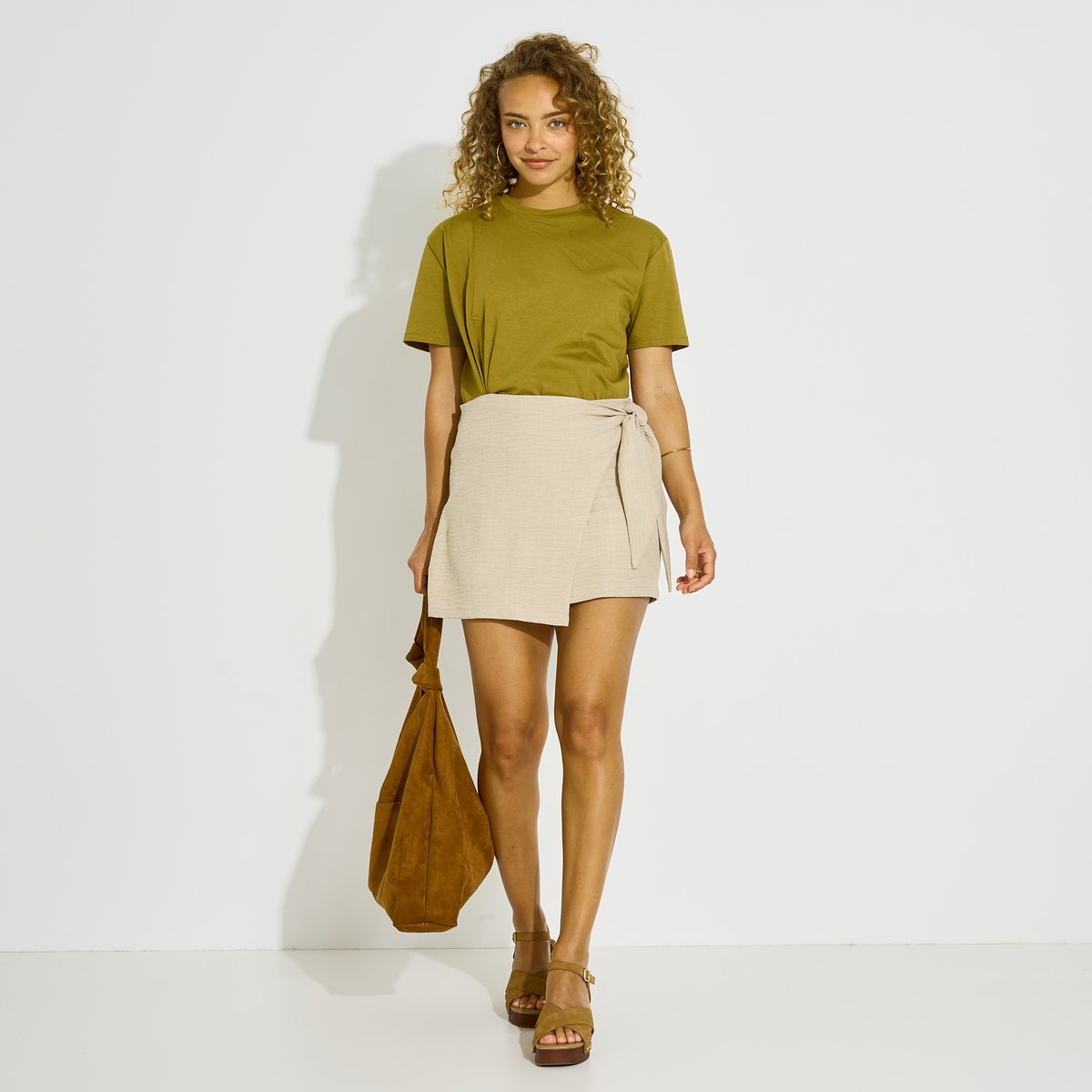 Jupe-short avec nœud beige, GRAIN DE MALICE