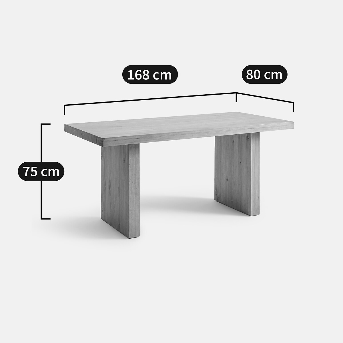 Vaste eettafel van massief grenen, 4 tot 6 personen, Malu dennenhout met waslaagje, LA REDOUTE INTERIEURS