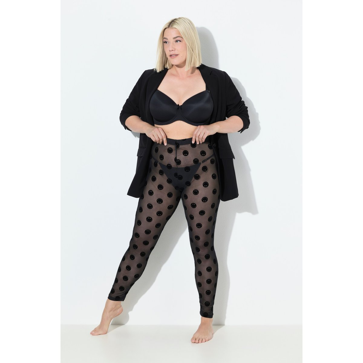Legging-collant en mesh noir, ULLA POPKEN