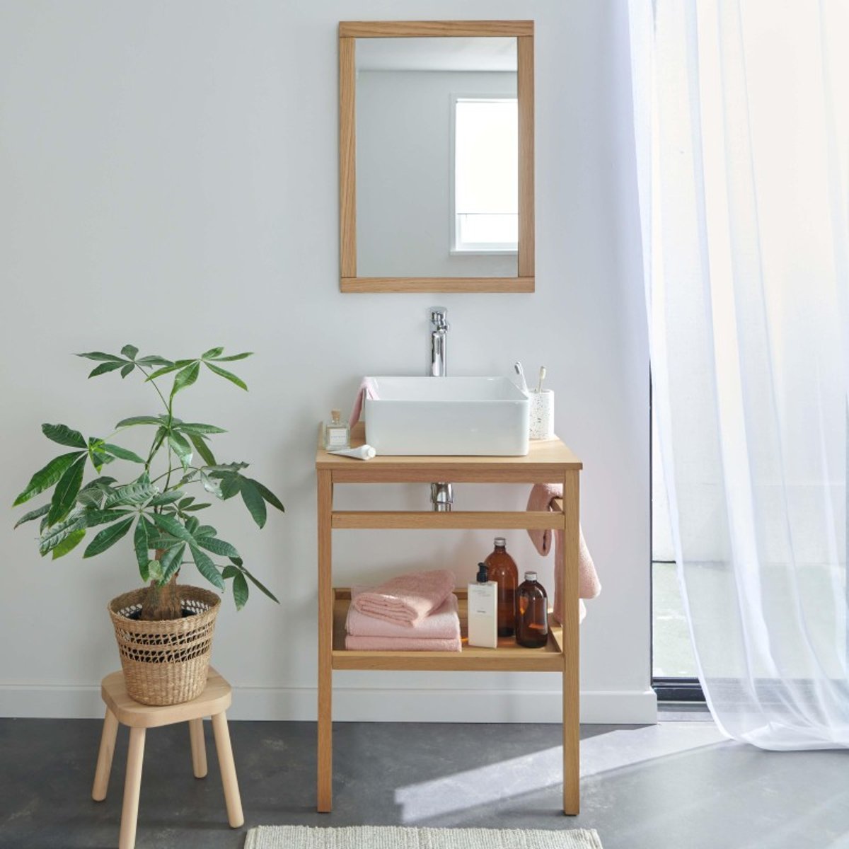 Meuble simple vasque chêne Hopp bois, MOB IN