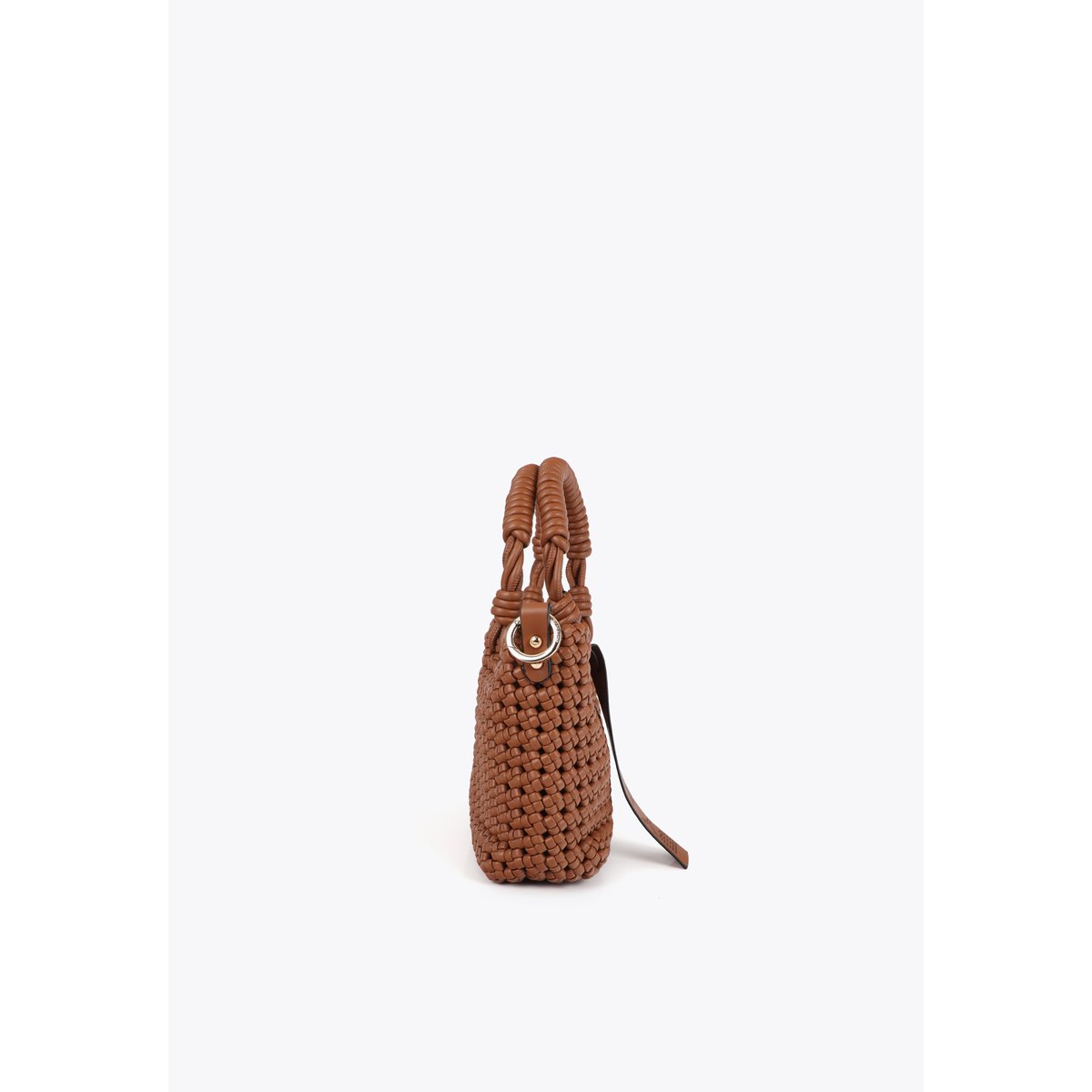 Sac à bandoulière tressé à nœuds décoratifs marron foncé, LOLA CASADEMUNT