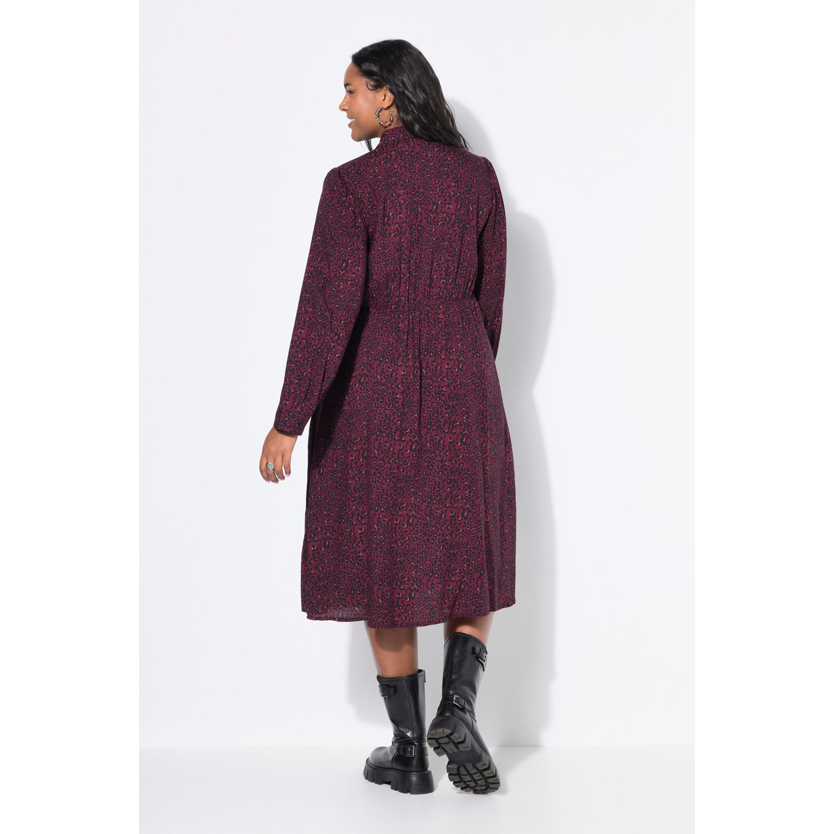 Robe maxi coupe trapèze, imprimé léopard rouge vin, STUDIO UNTOLD
