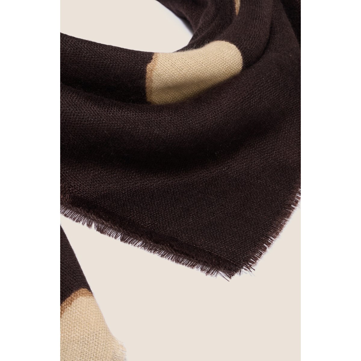 foulard chaud carré motif pois marron foncé, BREAL