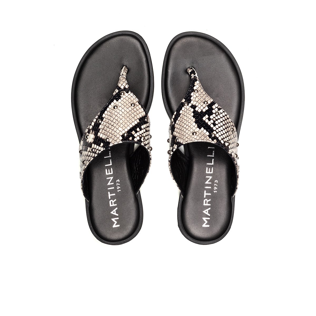 Sandales plates cuir Mazzini black, MARTINELLI