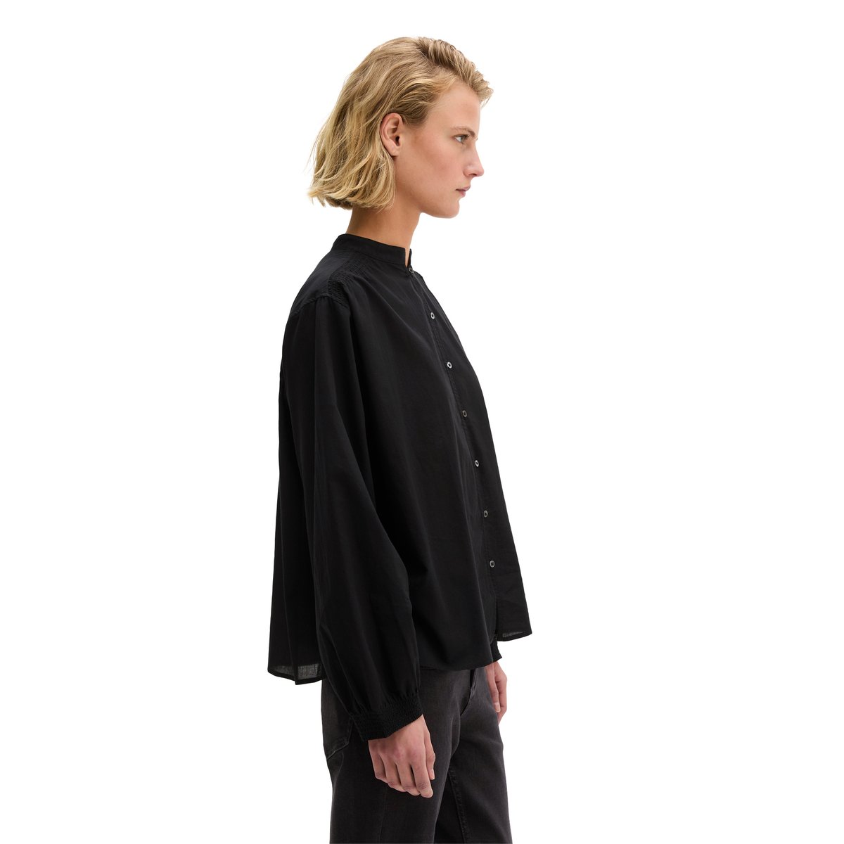 Blouse relaxed en voile de coton doux noir, MARC O'POLO
