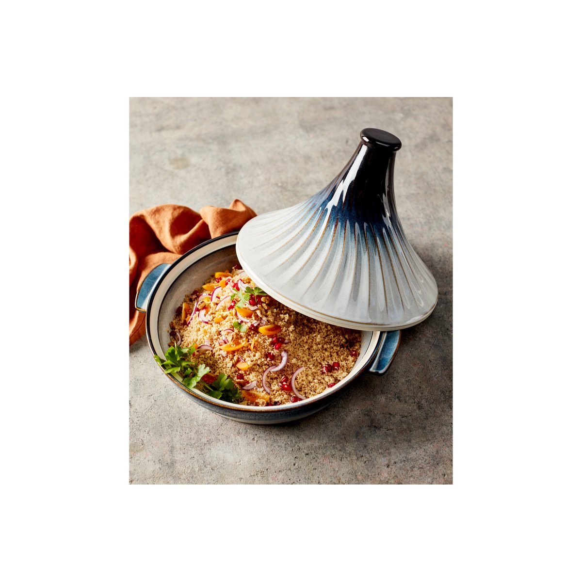 Tajine en céramique, NORA blanc-bleu, COSY&TRENDY