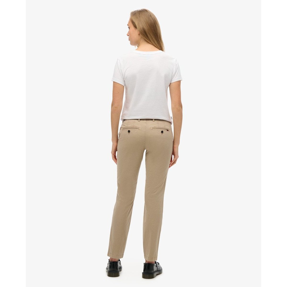 Pantalon chino à taille mi-haute marron taupe délavé, SUPERDRY