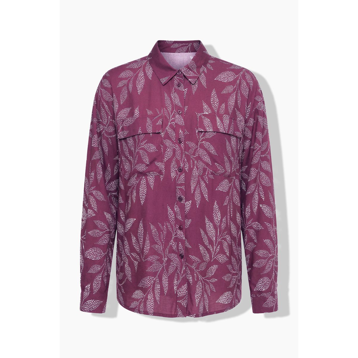 Chemise boxy en crêpe imprimé baies foncé, STUDIO UNTOLD