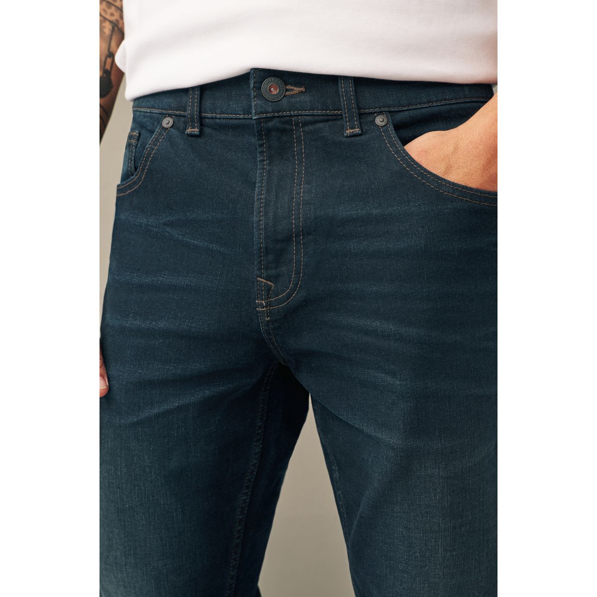 Jean authentique stretch vintage coupe slim bleu foncé, NEXT