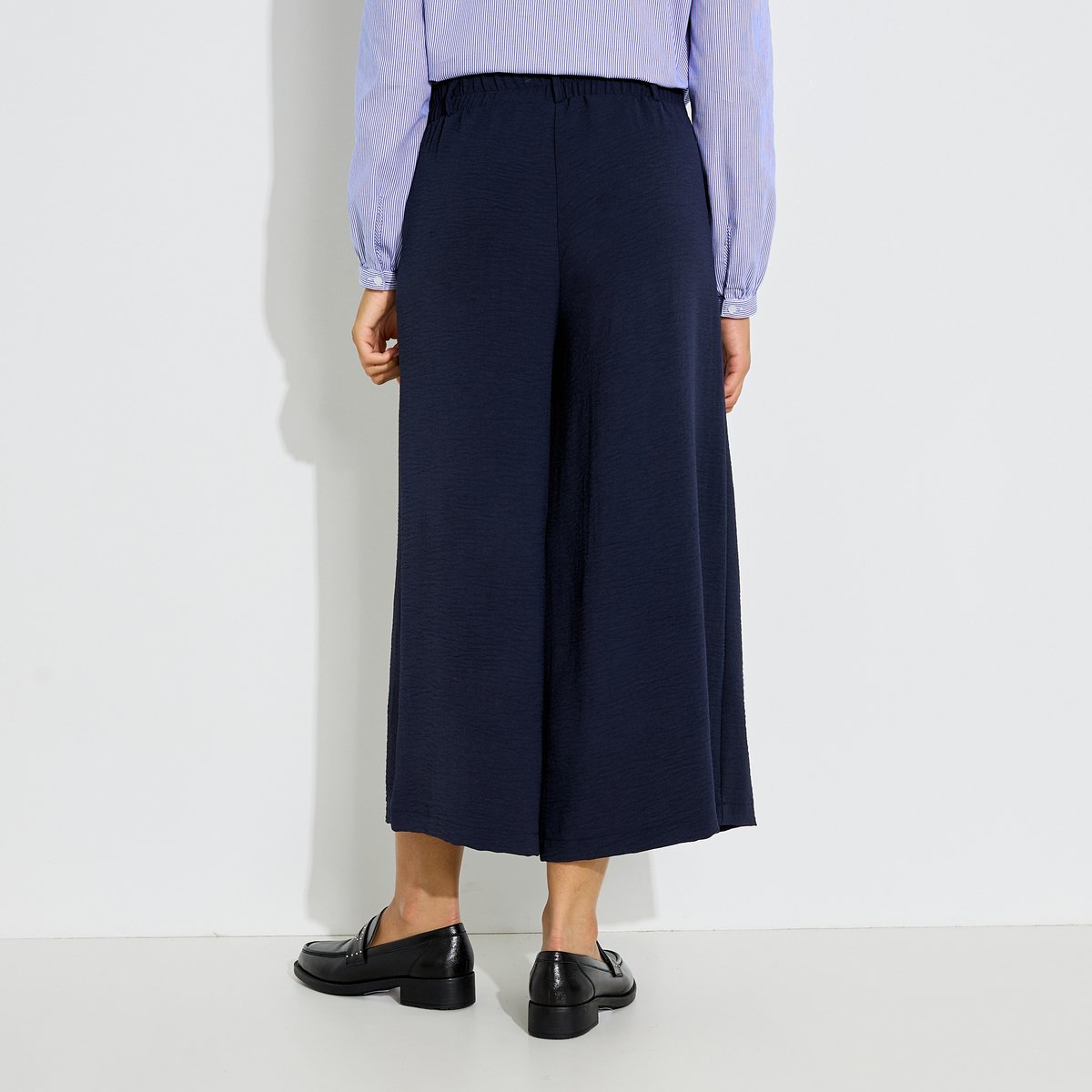 Pantalon fluide raccourci bleu marine, GRAIN DE MALICE