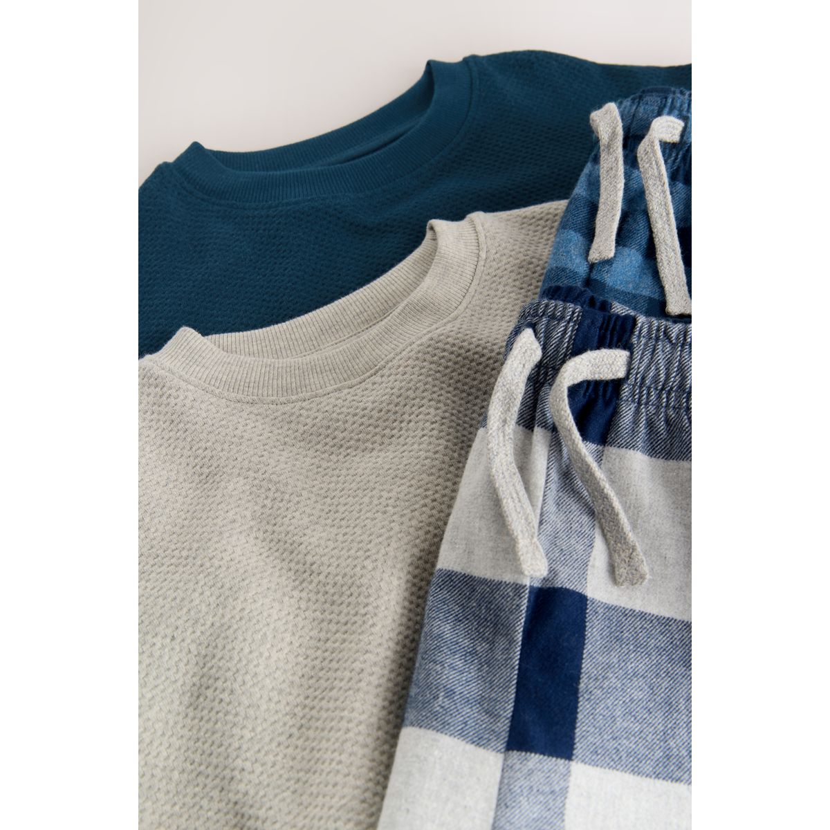 Pyjamas manches longues à carreaux, lot de 2 bleu/gris, NEXT
