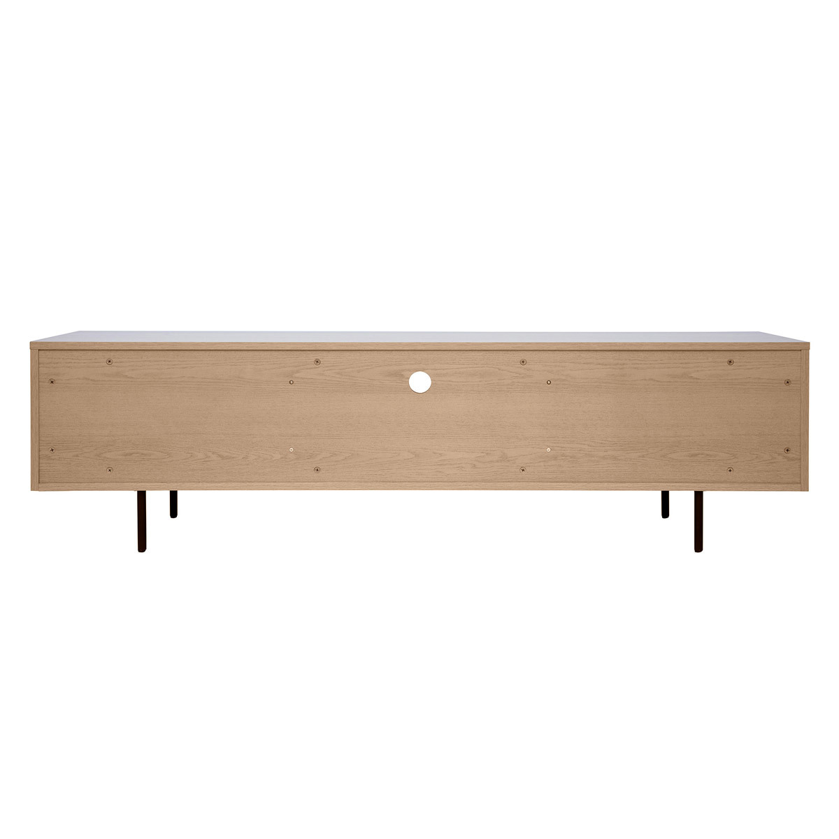 Meuble TV design avec rangements finition bois clair chêne et métal noir L180 cm ALASKA chêne clair, MILIBOO