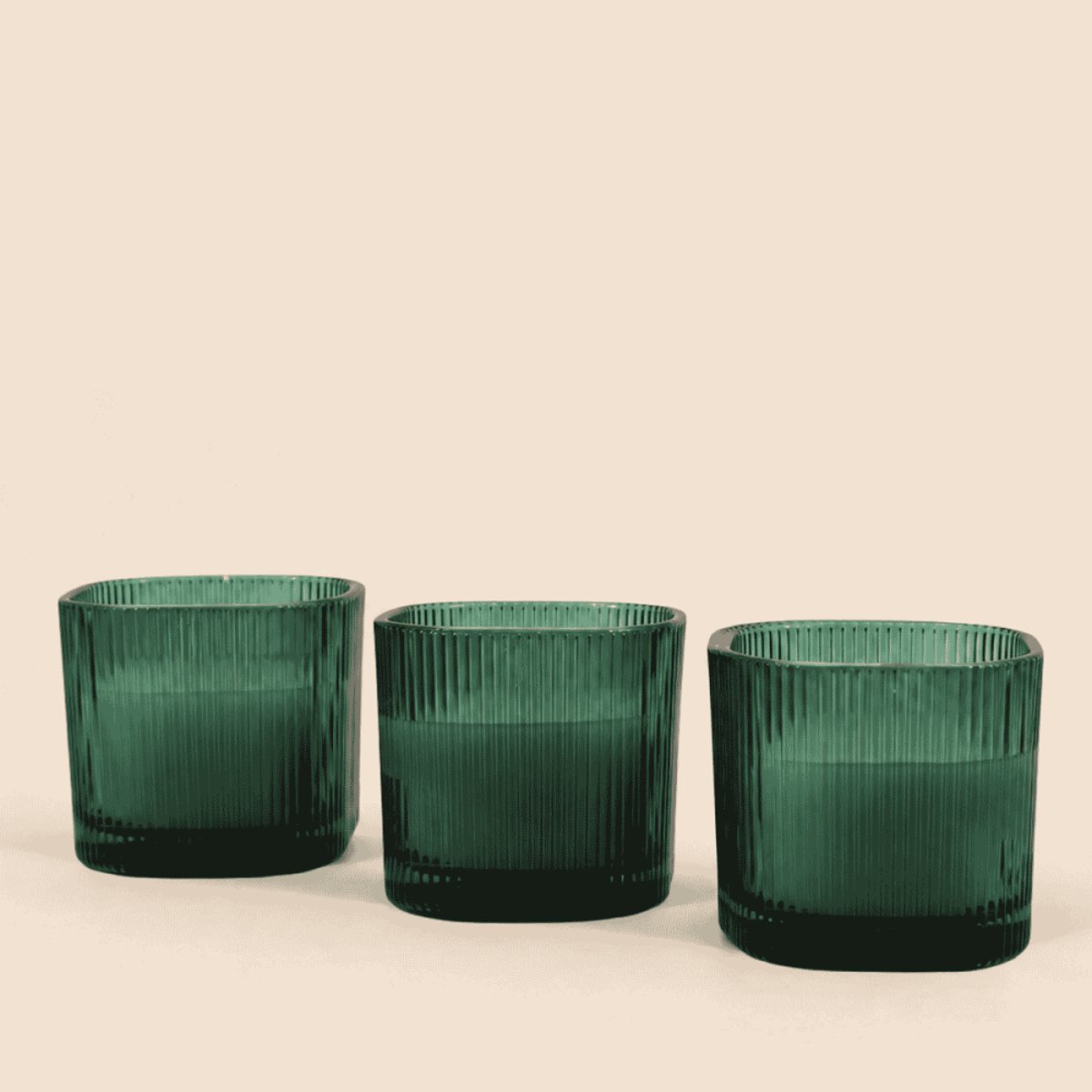Coffret de 3 bougies LED en verre vert vert, ORNAMI