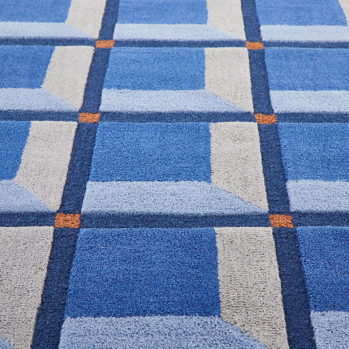 Kimsa 100% Wool Rug with Geometric Print blue, LA REDOUTE INTERIEURS