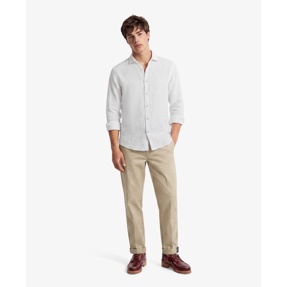 Chemise en lin Riviera à manches longues optic, SUPERDRY