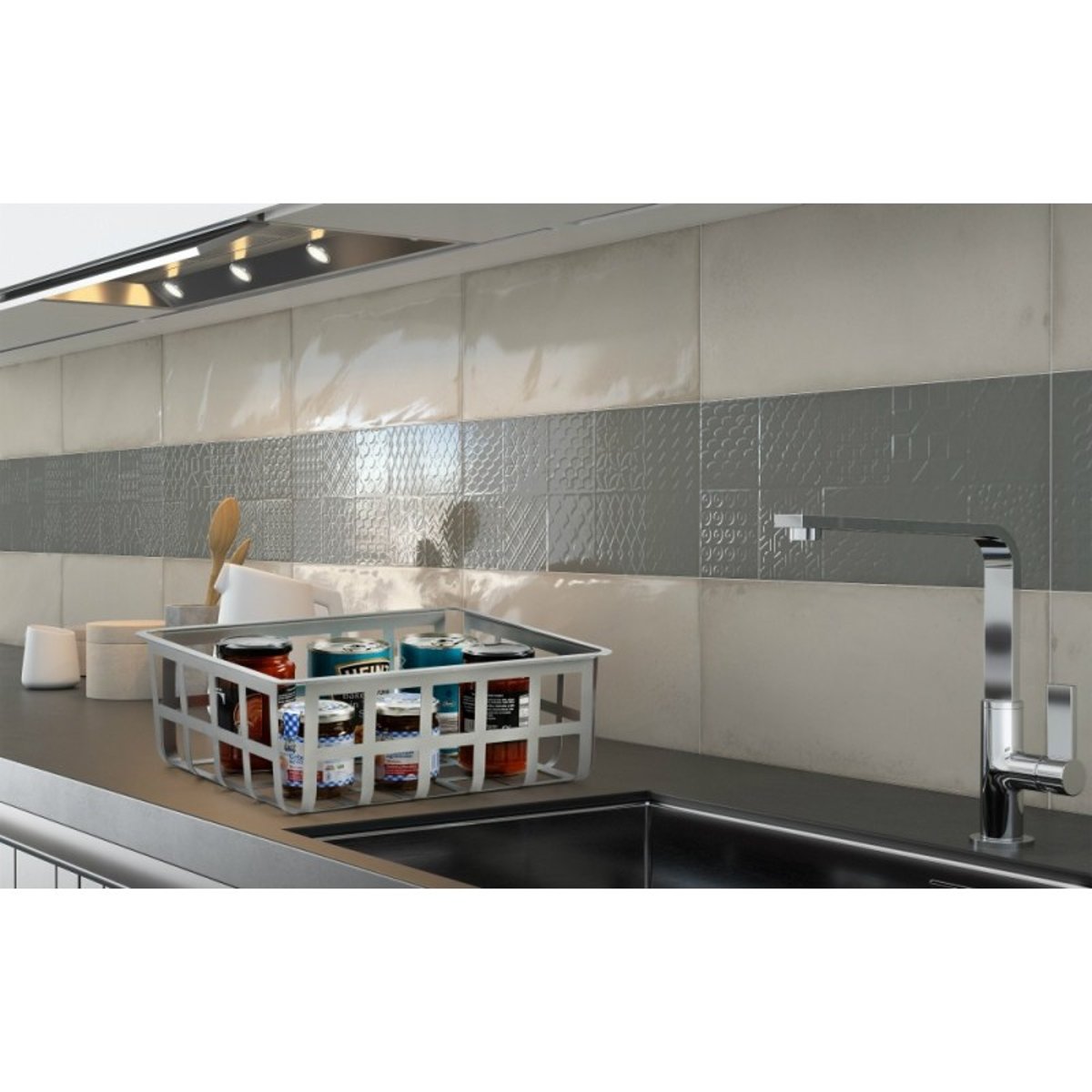 Panier de rangement et décoratif en métal, taille moyenne, ZESTA gris, DON HIERRO