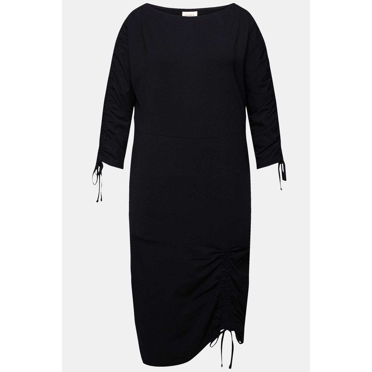 Robe midi en jersey de coton bio. Encolure noir, ULLA POPKEN