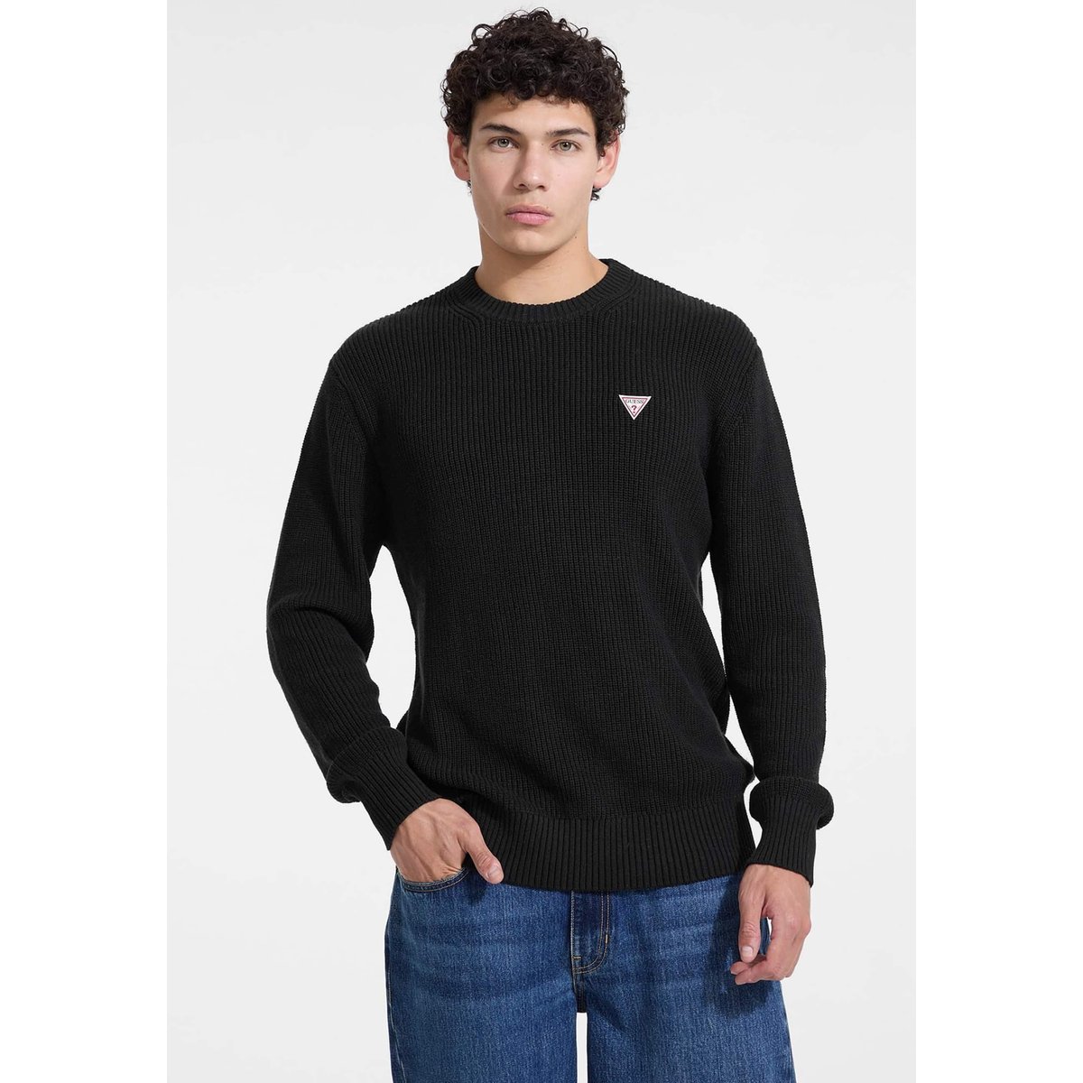 Pull Mini Logo Triangulaire noir, GUESS