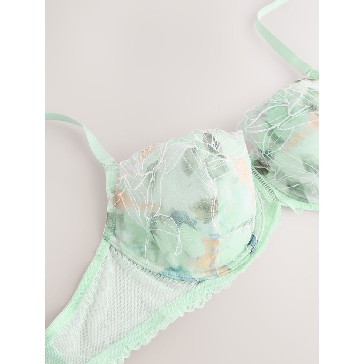 Soutien-gorge en broderie suisse premium imprimé vert, NEXT