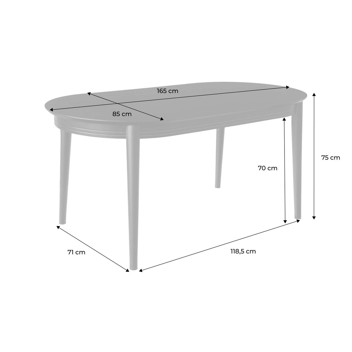 Table à manger oblongue bois d'hévéa placage chêne 6 places LAURINE noyer, SWEEEK