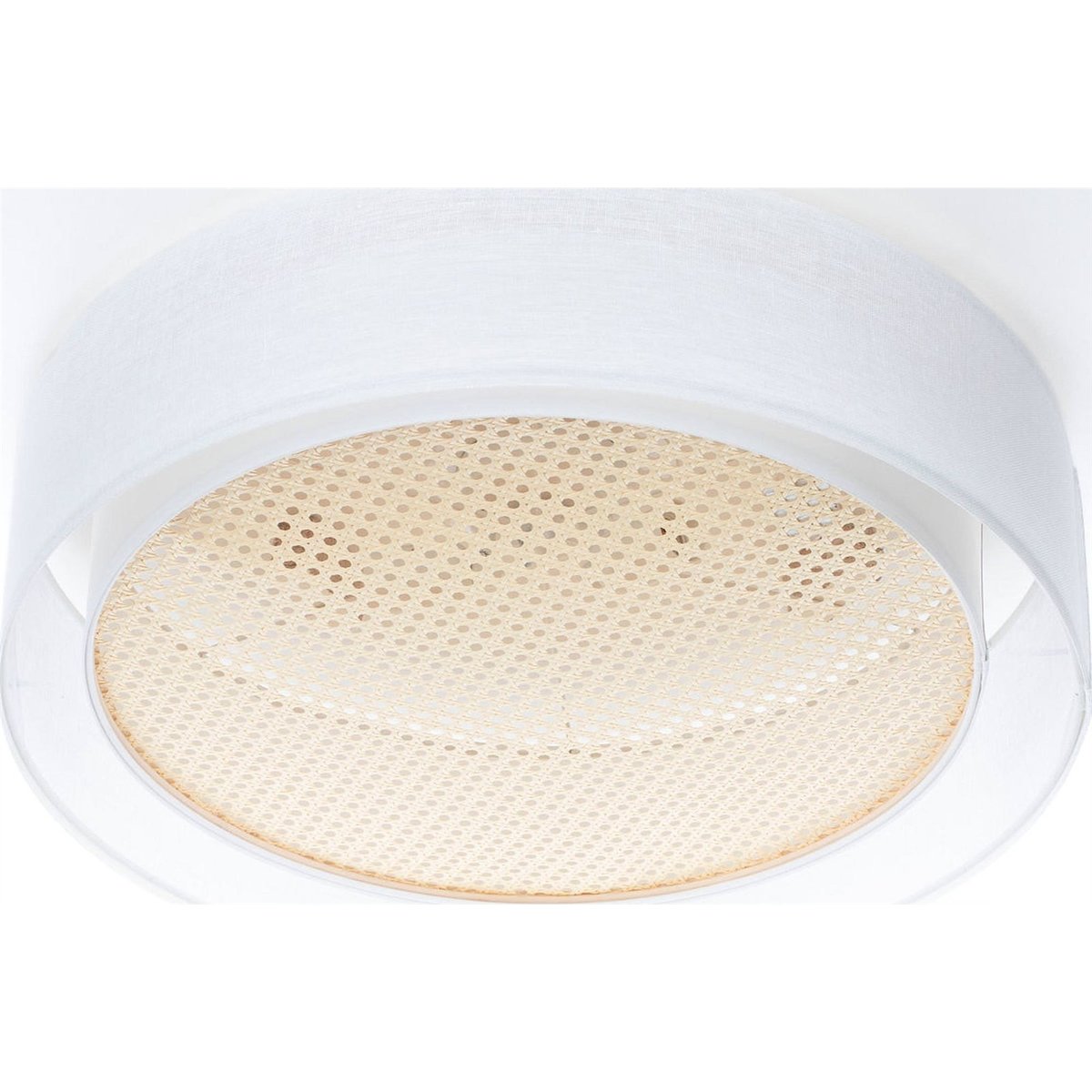 Plafonnier rond en tissu double couche Puro blanc tissu effet rotang beige, BPS KONCEPT