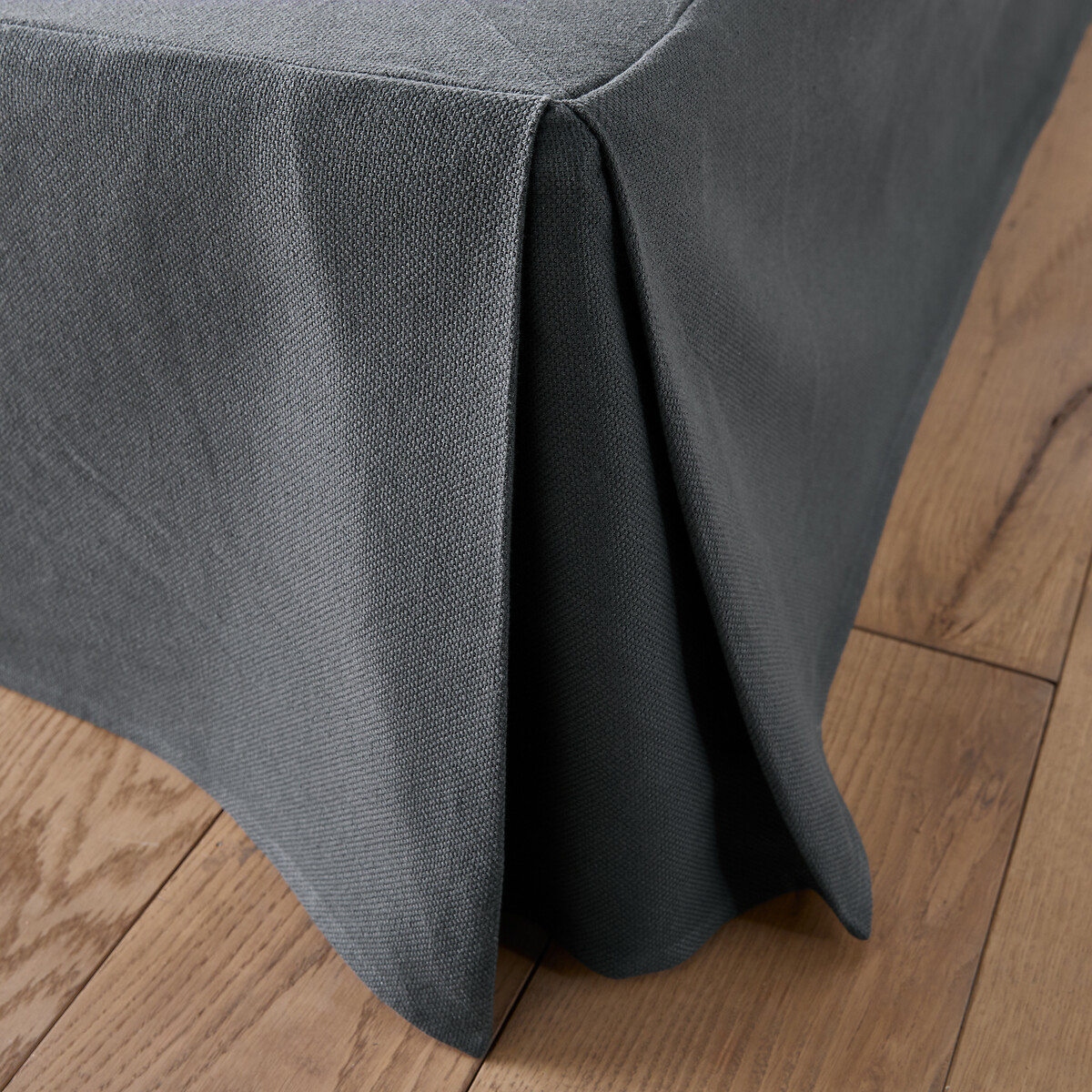 Cache sommier uni pur coton Panama anthracite, LA REDOUTE INTERIEURS