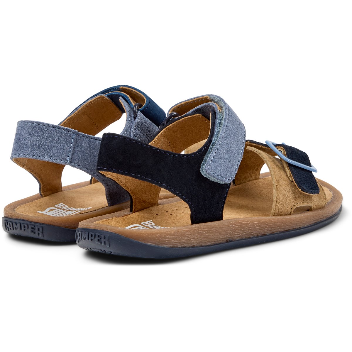 Sandales Bicho Kids Twins Cuir bleu marron, CAMPER