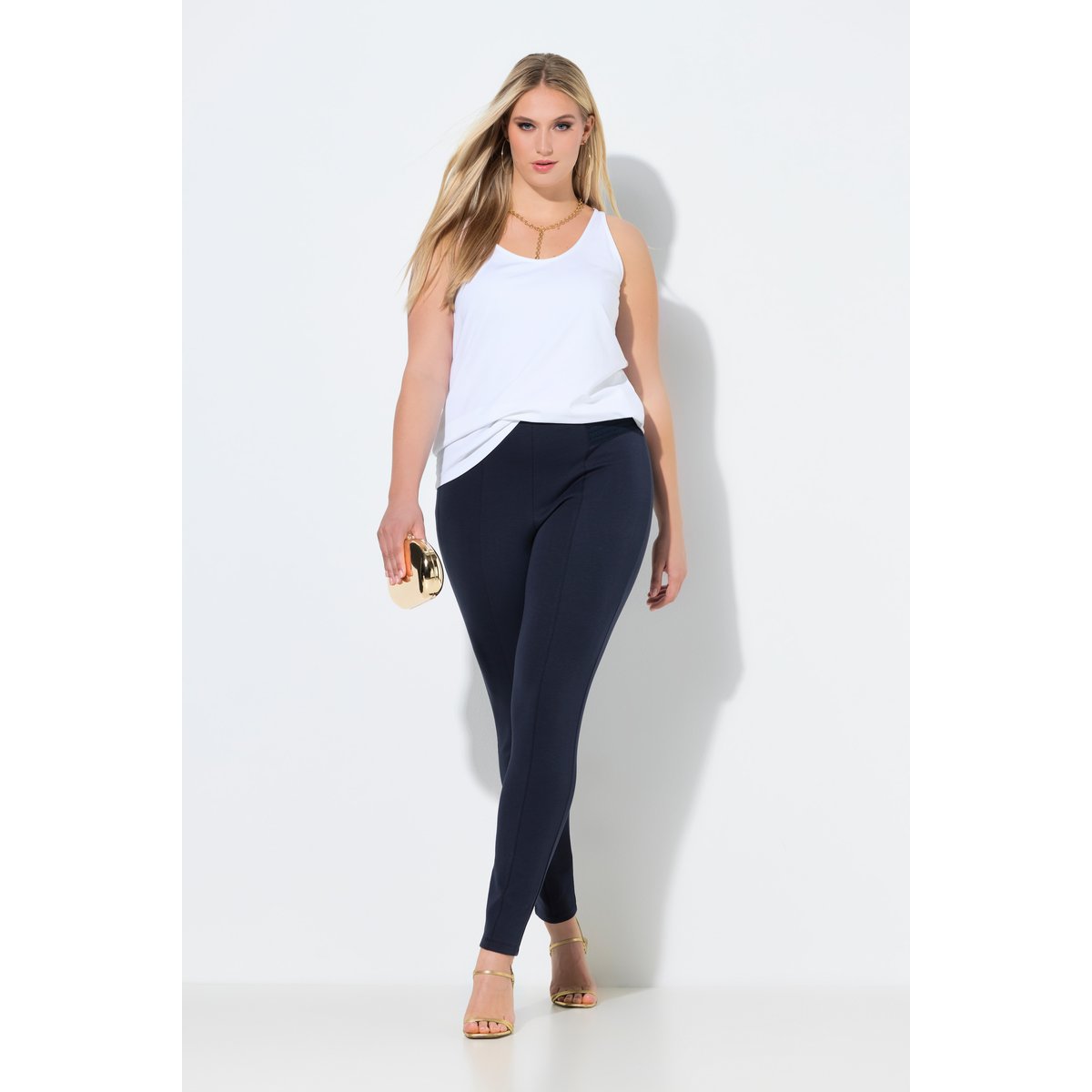 Legging point de Rome avec passepoils marine, ULLA POPKEN