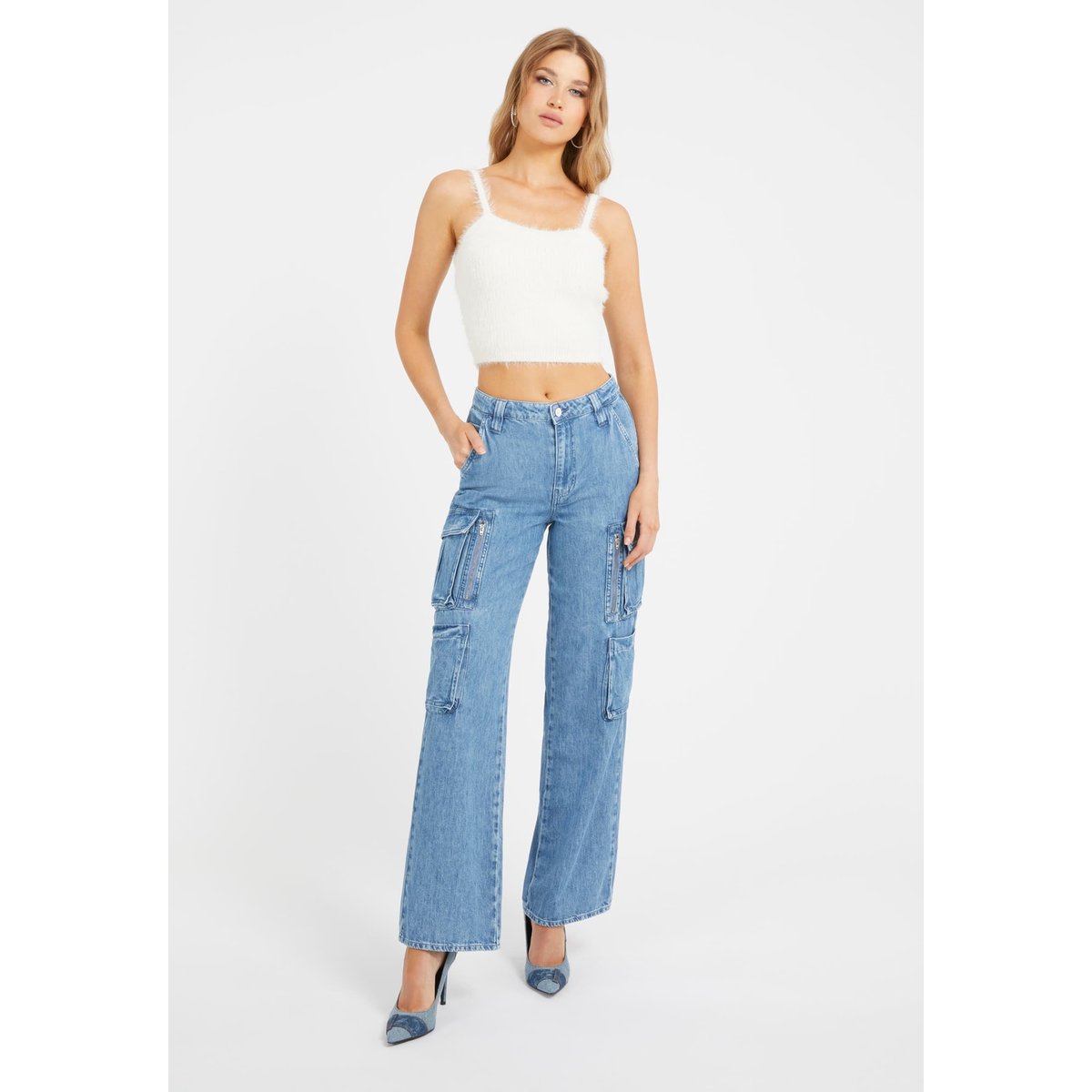 Top Maille Duveteuse blanc, GUESS