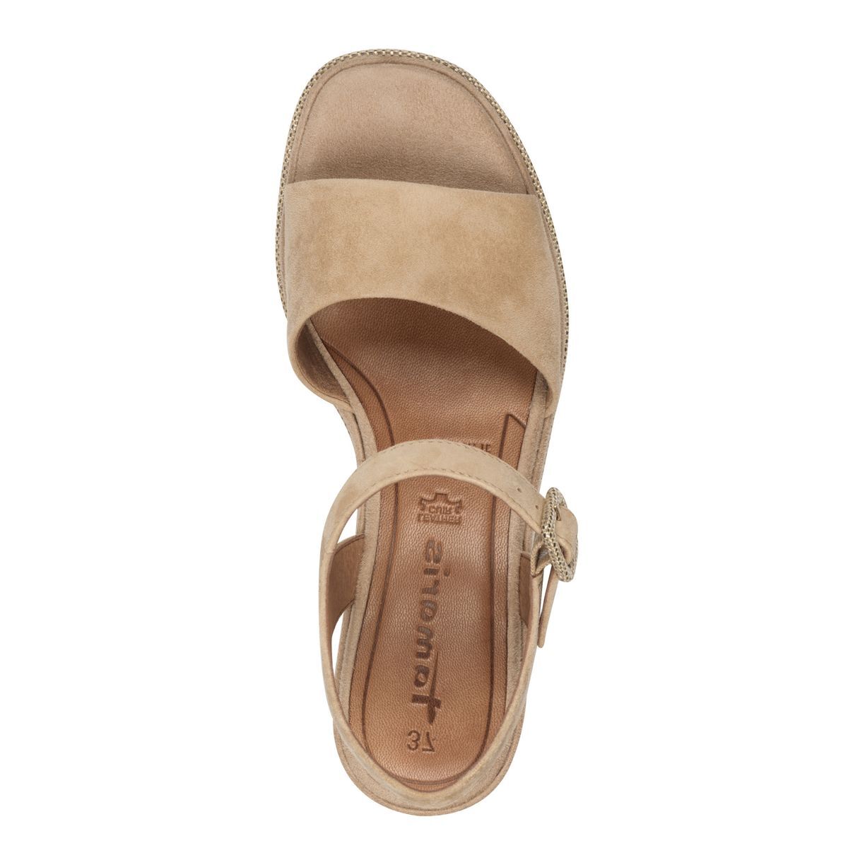 Sandale à talon en cuir beige ivoire camel, TAMARIS