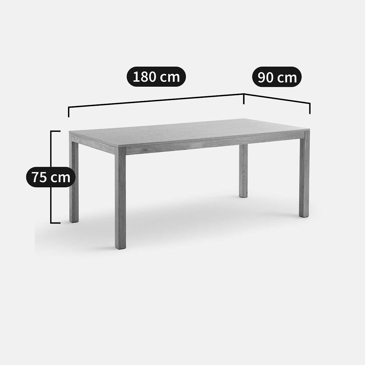 Table rectangulaire en chêne et plaqué, Nusso coloris chêne, LA REDOUTE INTERIEURS