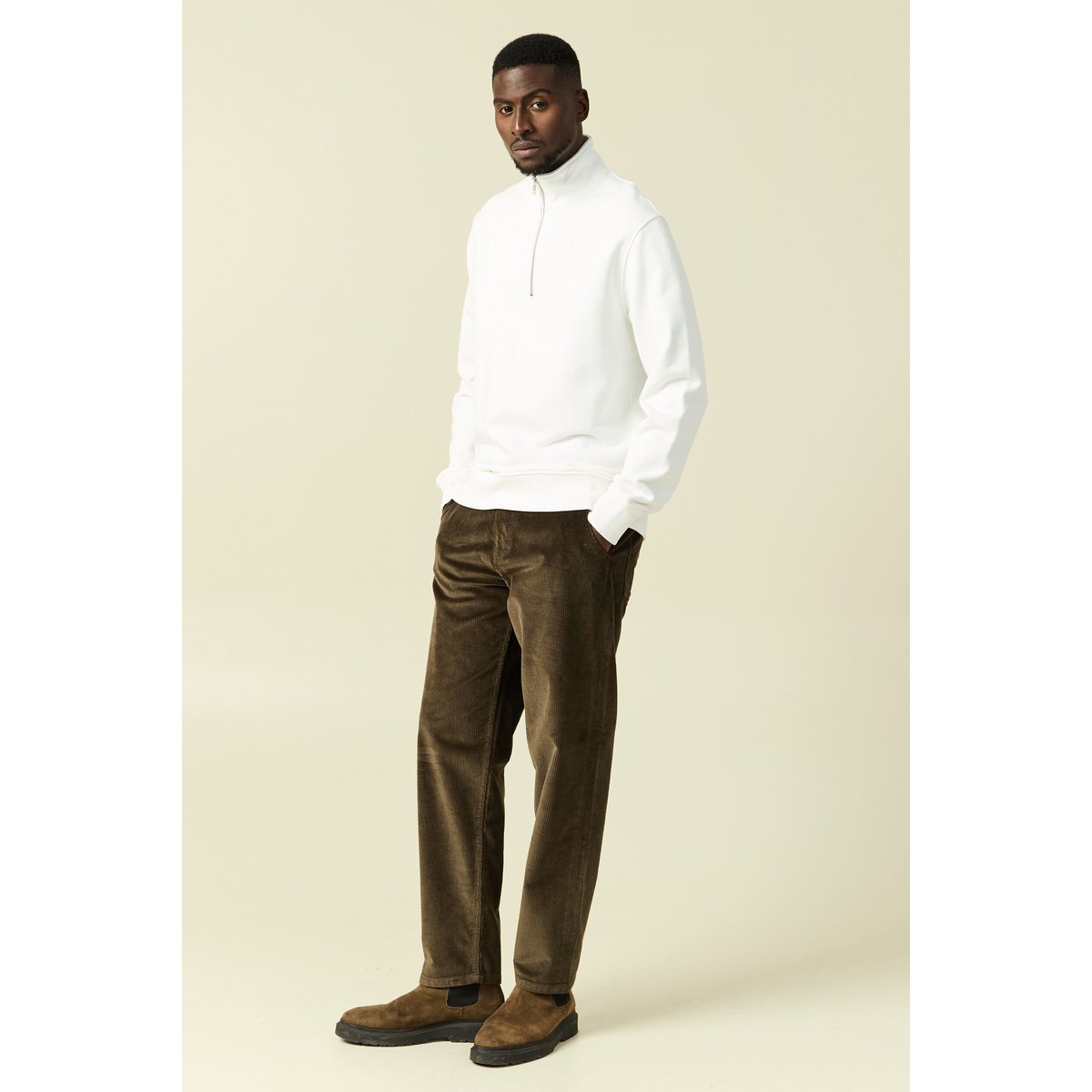 Sweat col montant manches longues ecru, BONOBO