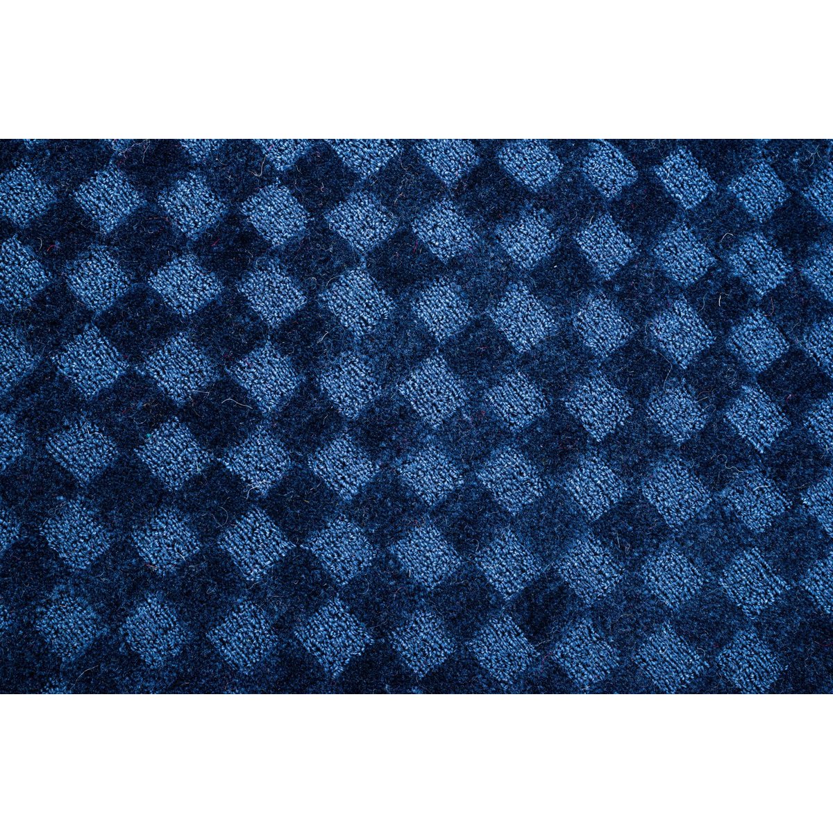 Tapis salon Taimur, tufté main, 100% laine bleu, THEKO