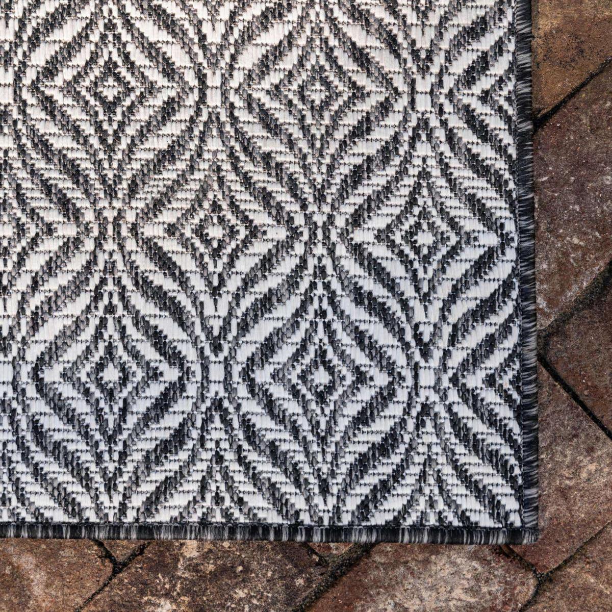 Tapis rond tissé motif faux uni HAVEN 3 gris, blanc, UN AMOUR DE TAPIS