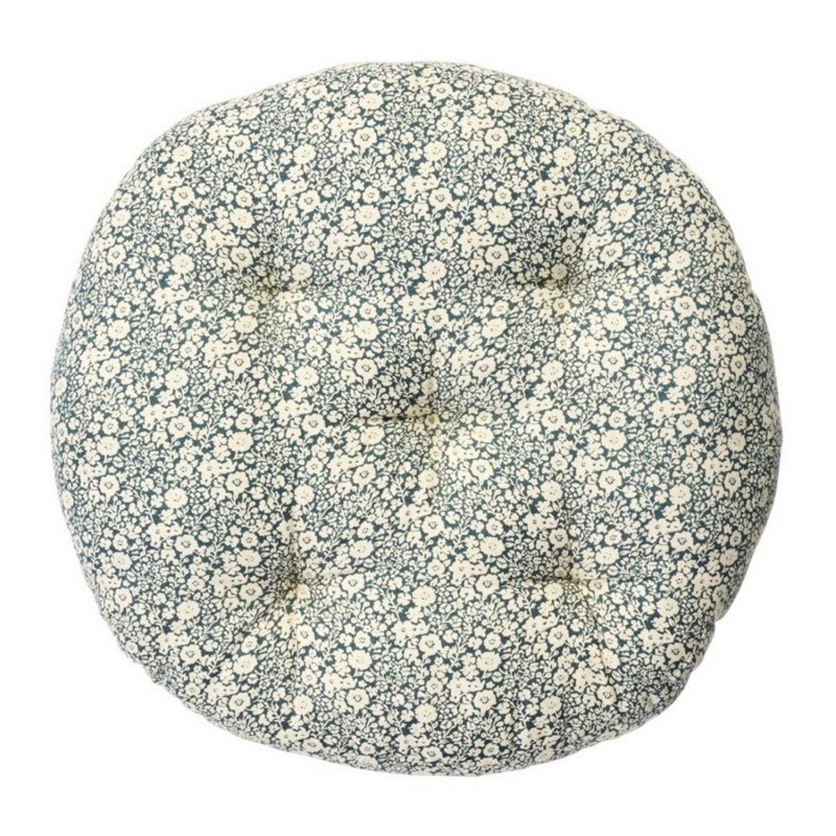 Coussin de chaise coton imprimé petites fleurs bleu, MADAM STOLTZ