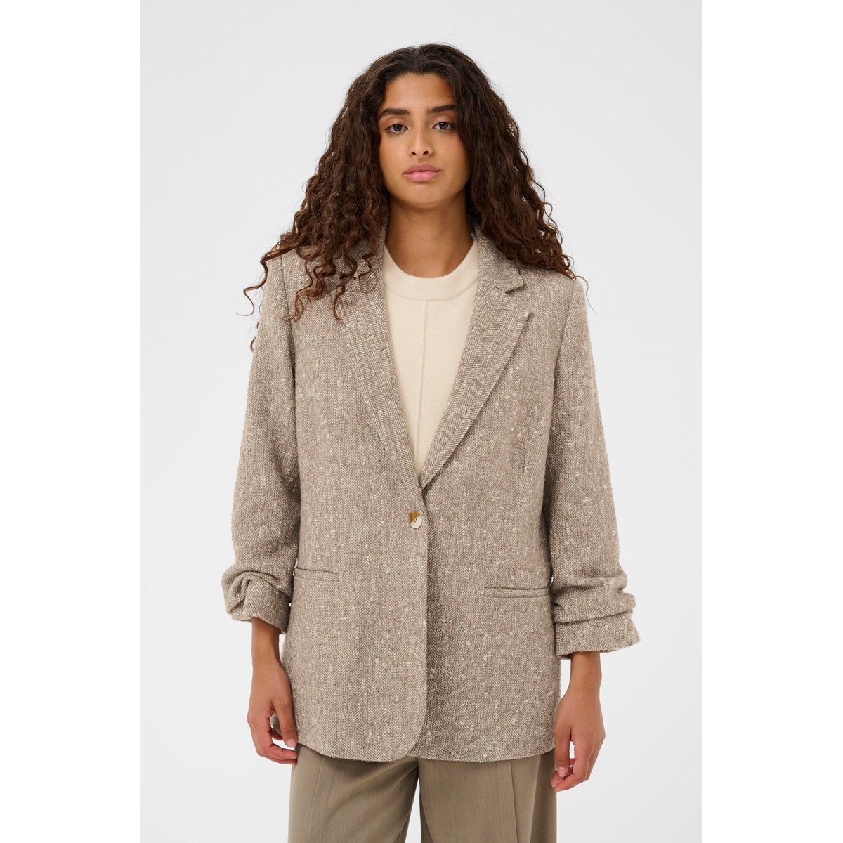 Veste d'extérieur beige fossil and white twill, SOAKED IN LUXURY