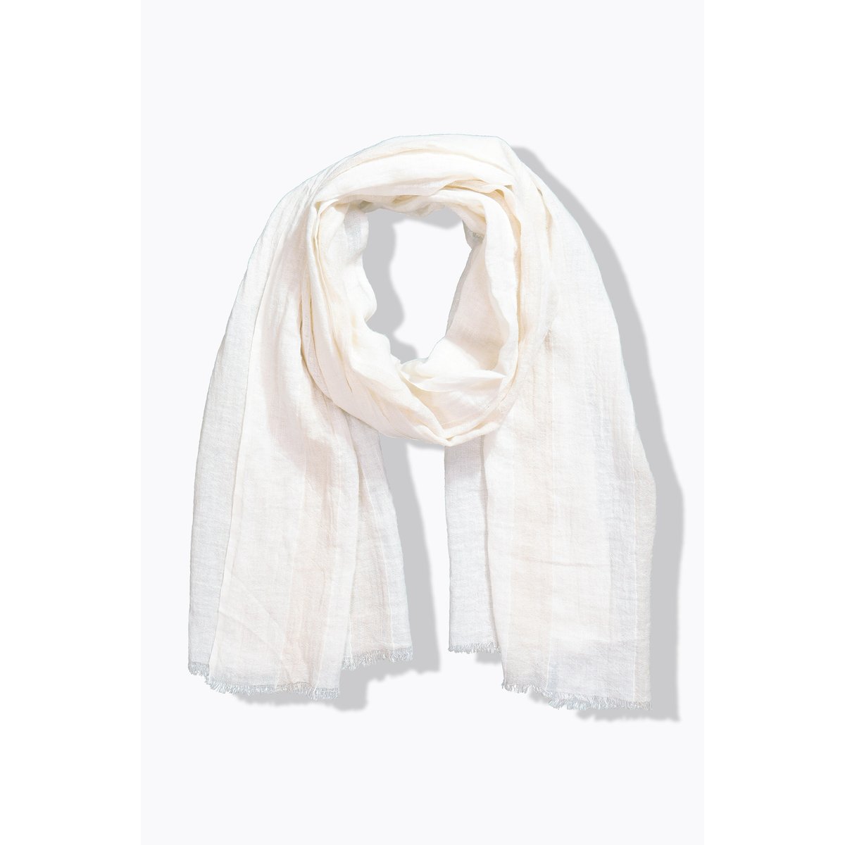 Écharpe en lin mélangé, rayures beige, ULLA POPKEN
