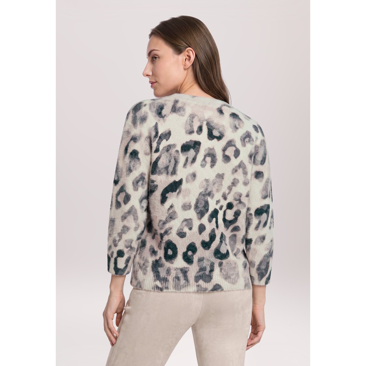 Pull-over en maille à manches chauve-souris gris/beige, BETTY BARCLAY