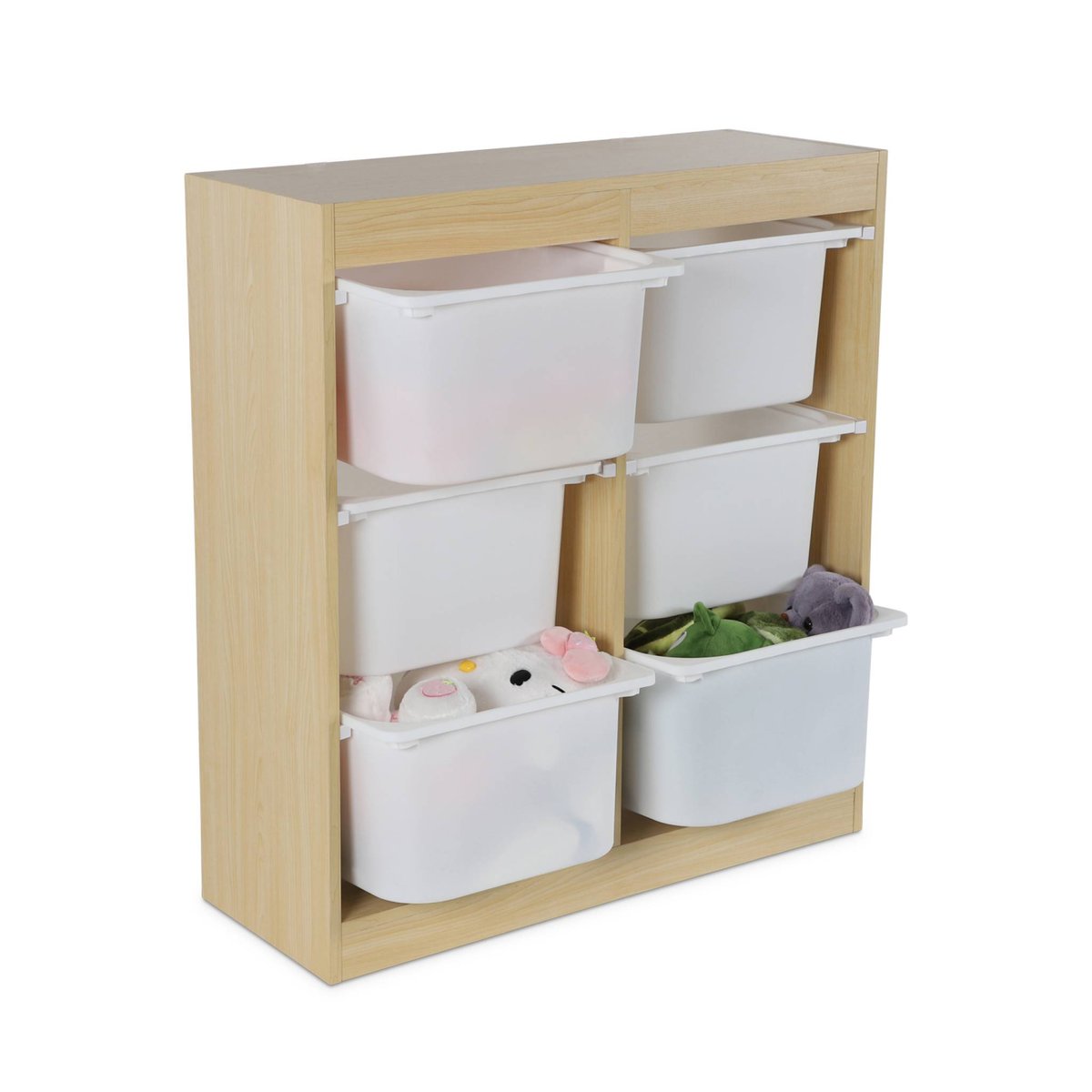 Meuble de rangement enfant 6 bacs de rangement SORA naturel, SWEEEK