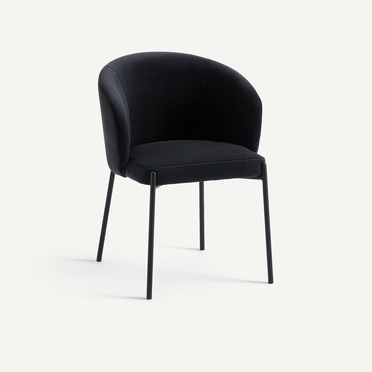 Fauteuil de table en métal et velours, KINNA gris charbon, AM.PM