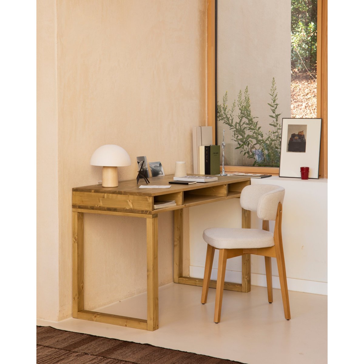 Bureau en sapin massif marron clair - NORA olivier, HANNUN